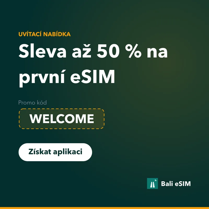 Promo kód Bali eSIM — sleva 15 % s kódem WELCOME
