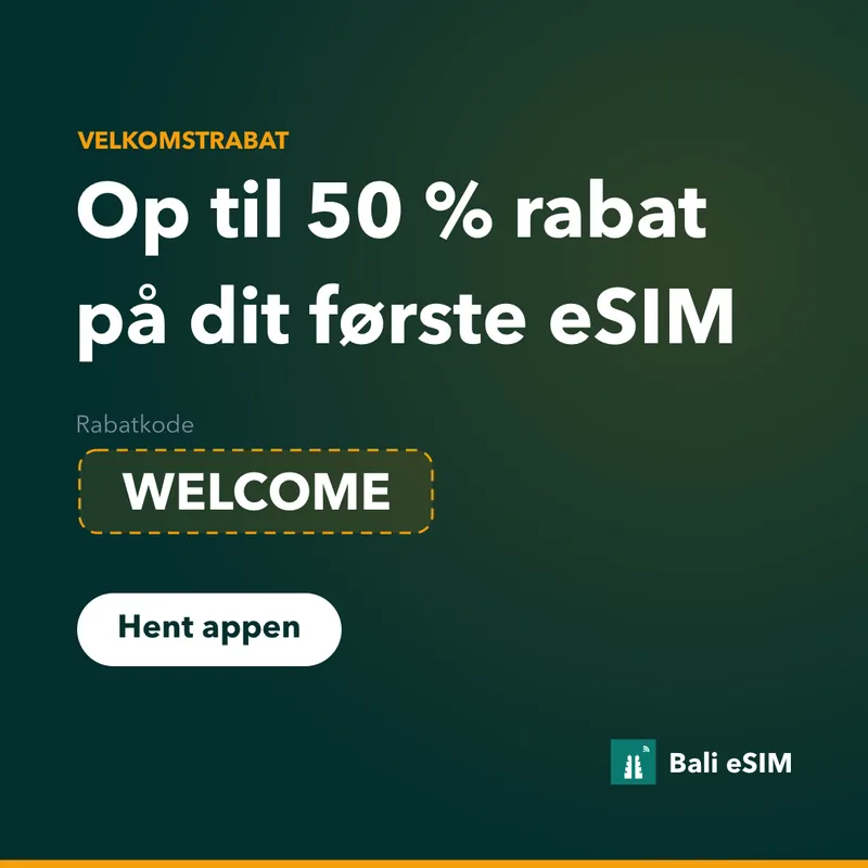 Bali eSIM rabatkode — 15 % rabat med WELCOME