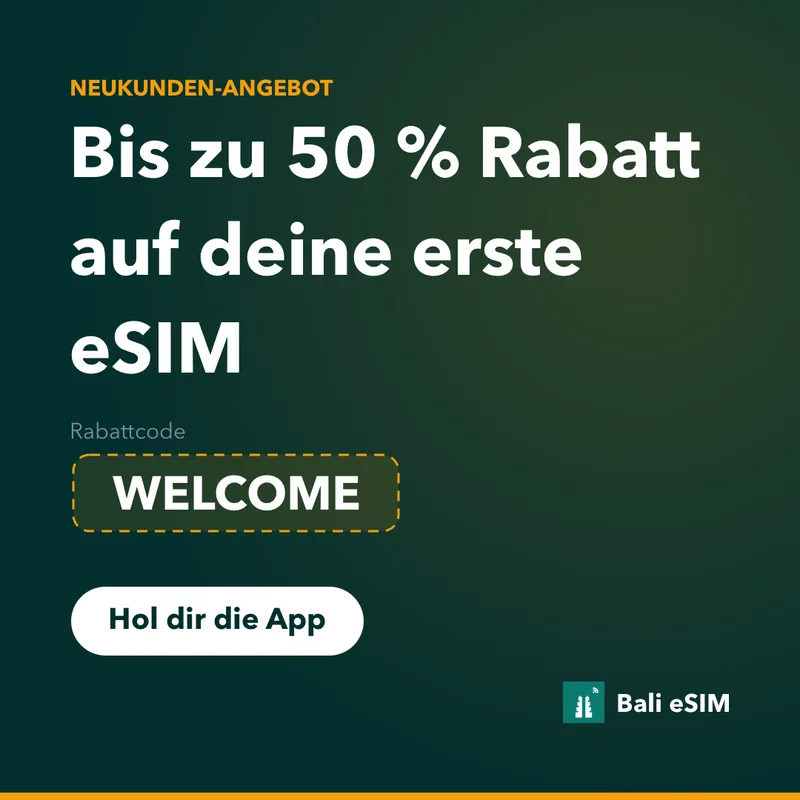 Bali eSIM Promo-Code — 15 % Rabatt mit WELCOME