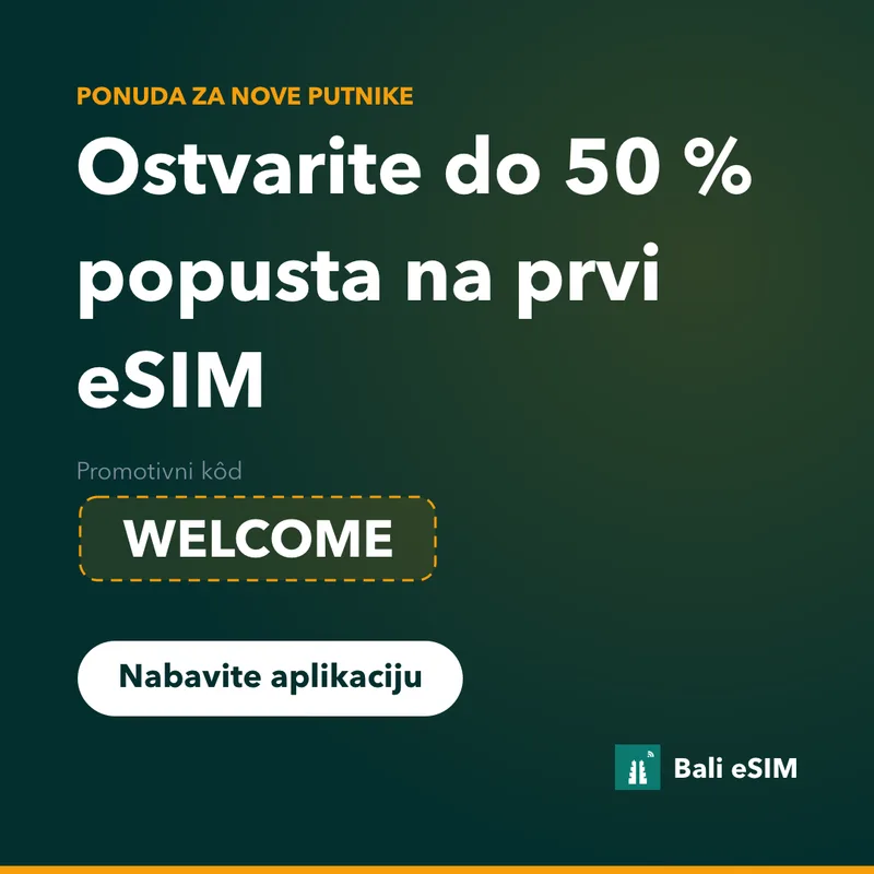 Bali eSIM promo kod — 15 % popusta uz WELCOME