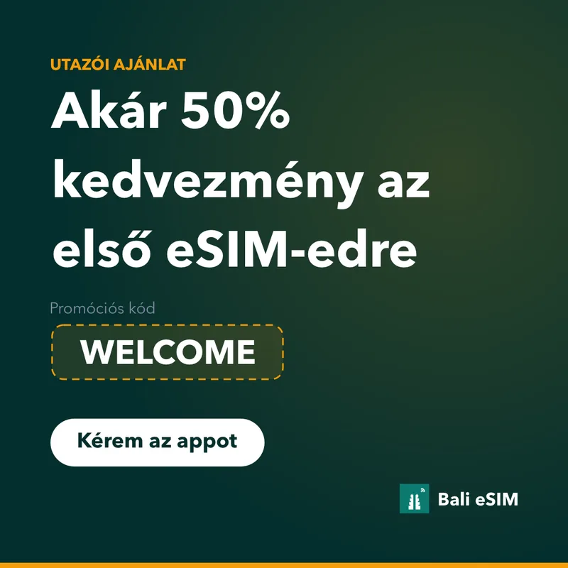 Bali eSIM promóciós kód — 15% a WELCOME kóddal