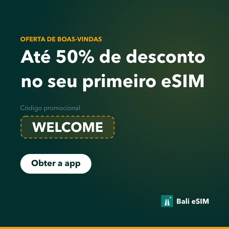 Código promocional Bali eSIM — 15% de desconto com WELCOME