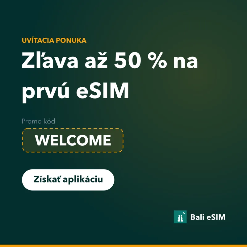 Promo kód Bali eSIM — zľava 15 % s kódom WELCOME