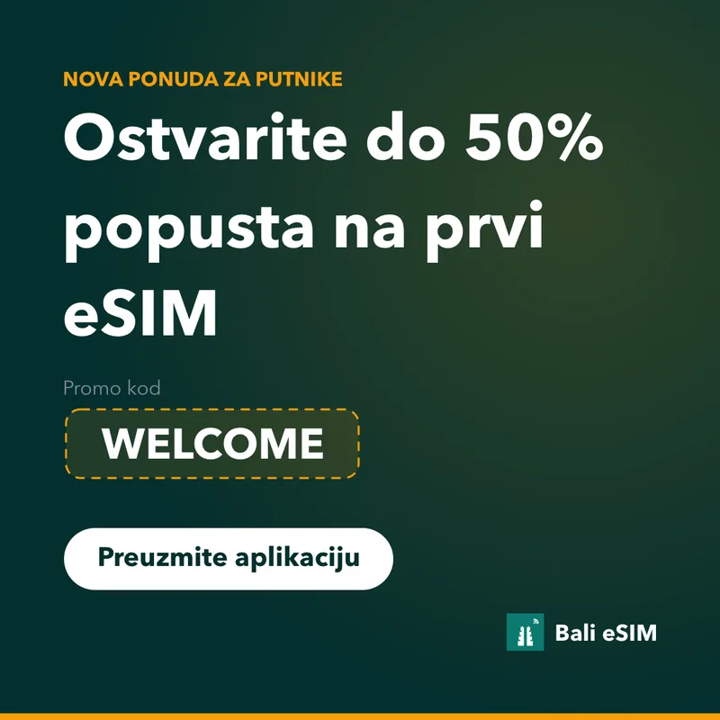 Bali eSIM promo kod — 15% popusta uz WELCOME
