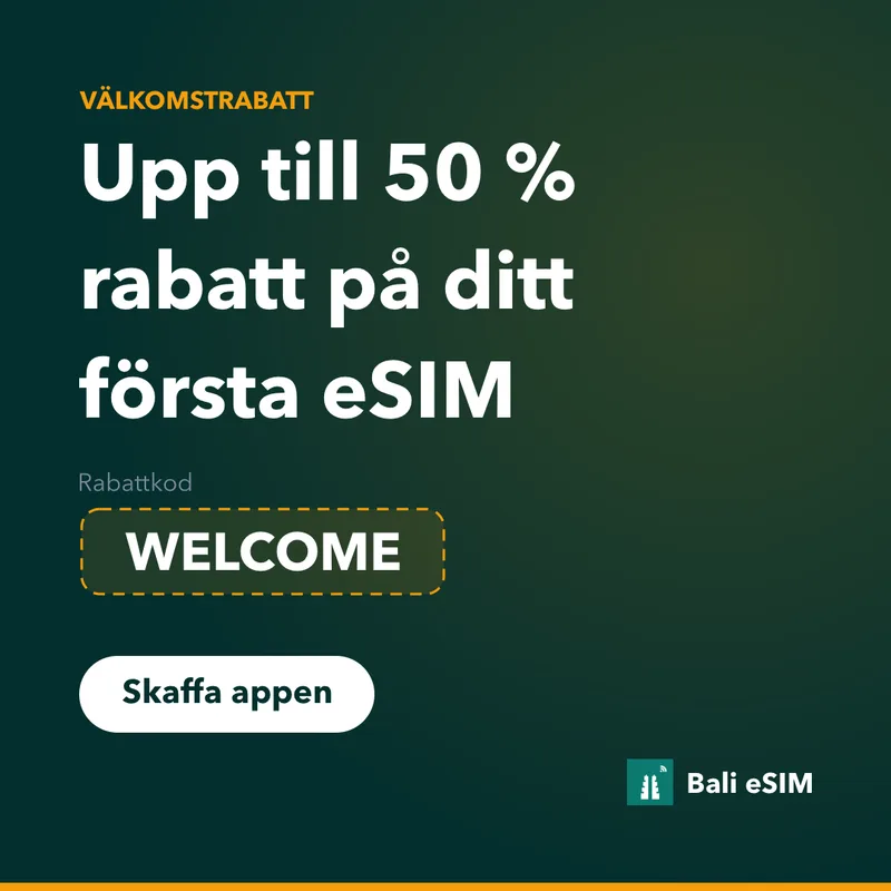 Bali eSIM rabattkod — 15 % rabatt med WELCOME