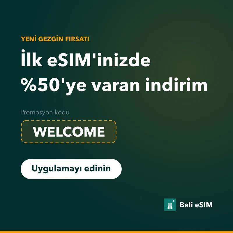 Bali eSIM promosyon kodu — WELCOME ile %15 indirim