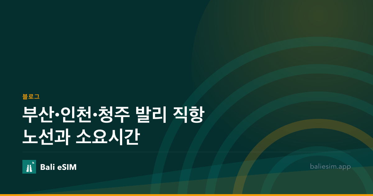 부산·인천·청주 발리 직항 노선과 소요시간