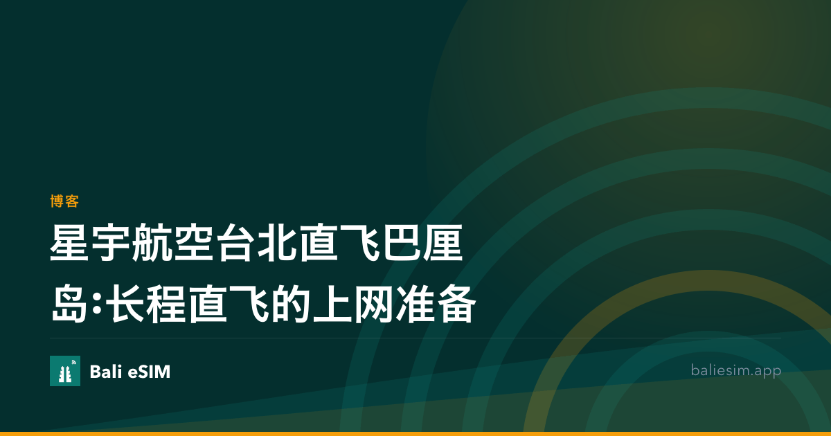星宇航空台北直飞巴厘岛:长程直飞的上网准备